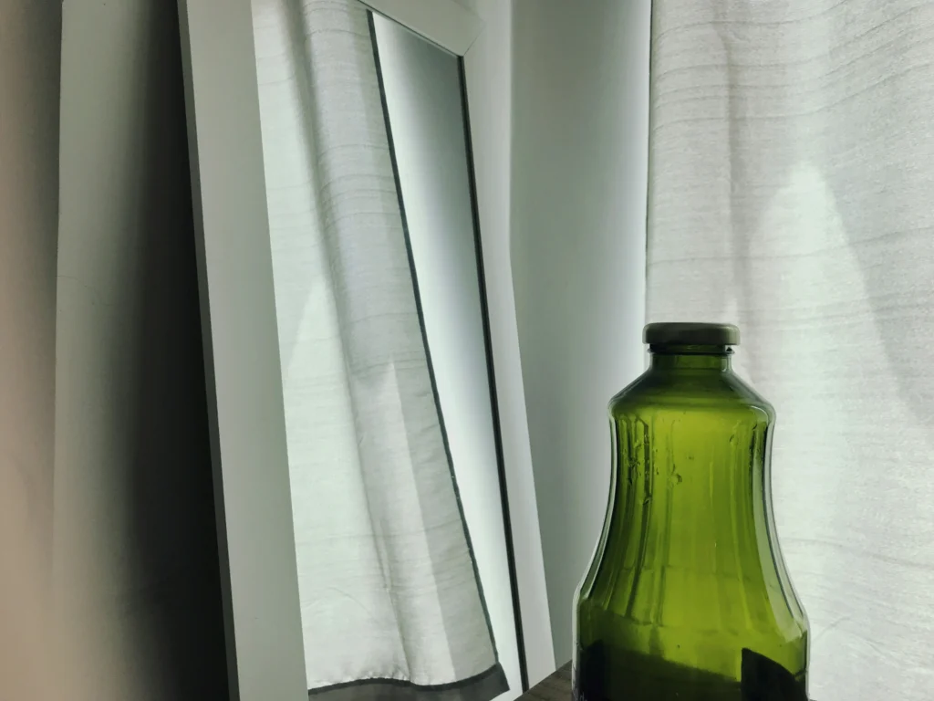 green and brown curtains
